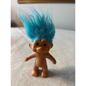 Vintage 1991 TNT Troll Doll Blue Hair Plastic Figurine Collectible Toy